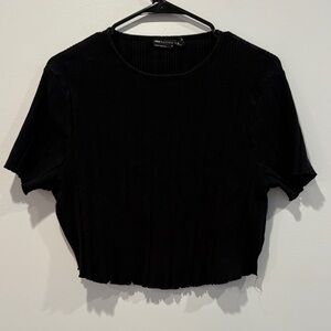 ASOS Curve Midnight Black Textured Crop Top